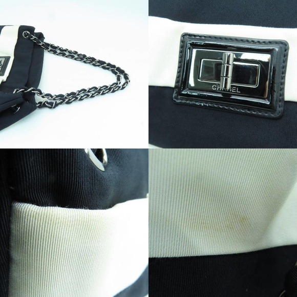 💎✨Beautiful✨💎 Chanel Black and White Striped Reissue Tote Shoulder Bag - Picture 9 of 12